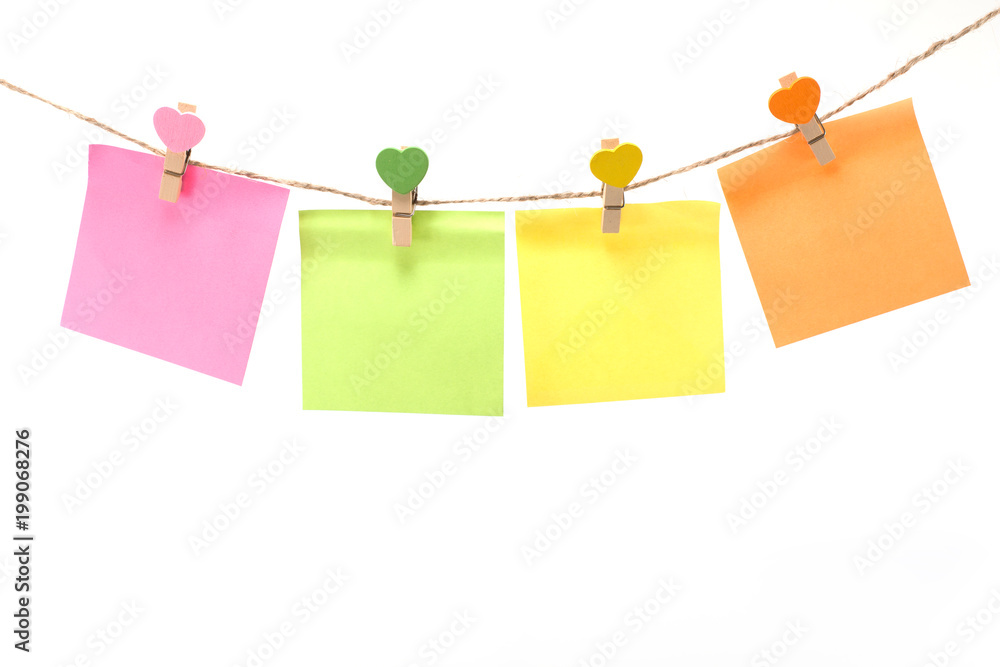 sticky note colourful on white background sticky note colourful on white background