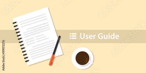 a user guide manual book on top of table desk