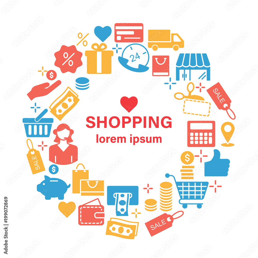 Shopping line icons banner