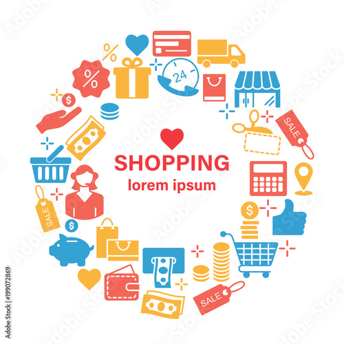 Shopping line icons banner