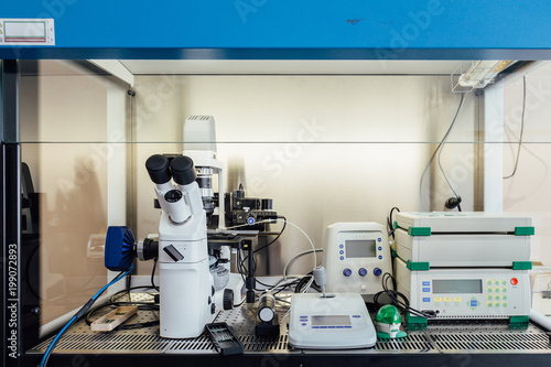 Modern genetic engineering laboratory equipment.  photo