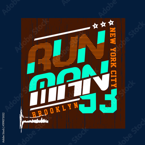 typogrpahy run man t shirt vector graphic art photo