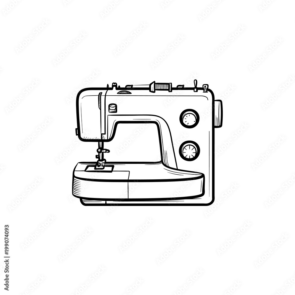 Sewing-machine hand drawn outline doodle icon. Vector sketch illustration of sewing-machine for print, web, mobile and infographics isolated on white background.
