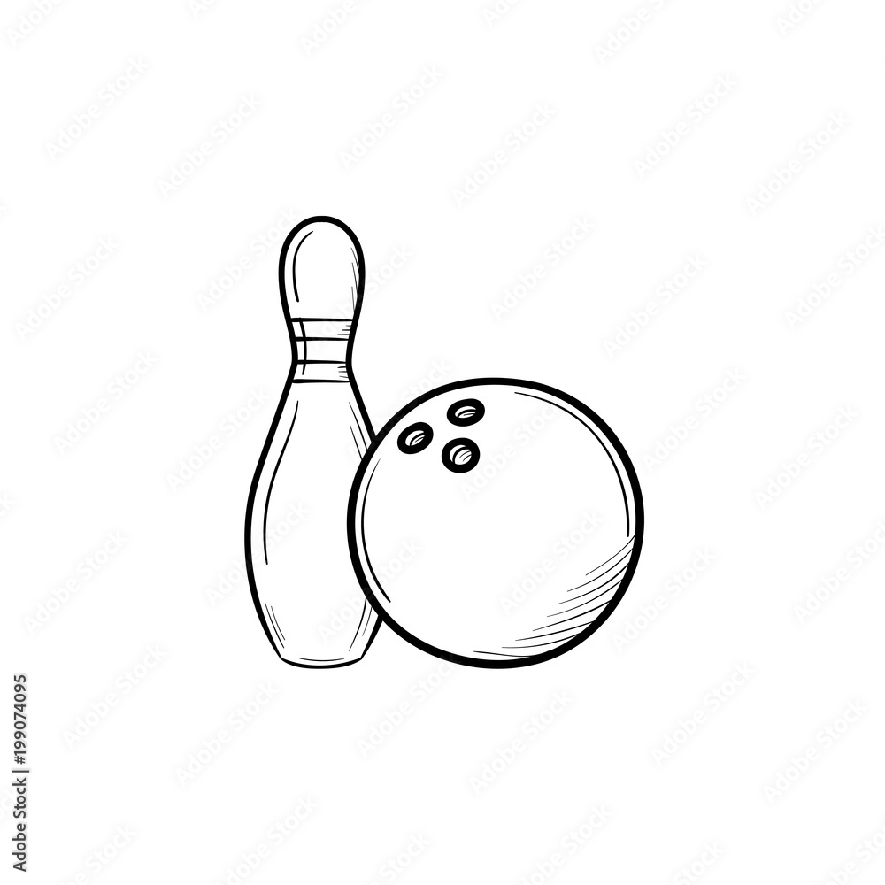 Bowling hand drawn outline doodle icon. Pins and ball for bowling vector  sketch illustration for print, web, mobile and infographics isolated on  white background. Stock Vector | Adobe Stock
