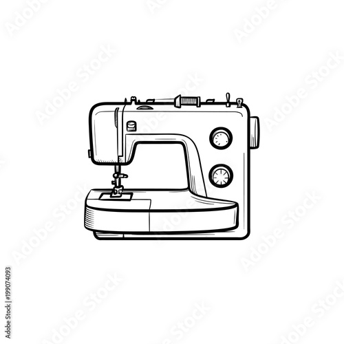 Sewing-machine hand drawn outline doodle icon. Vector sketch illustration of sewing-machine for print, web, mobile and infographics isolated on white background.