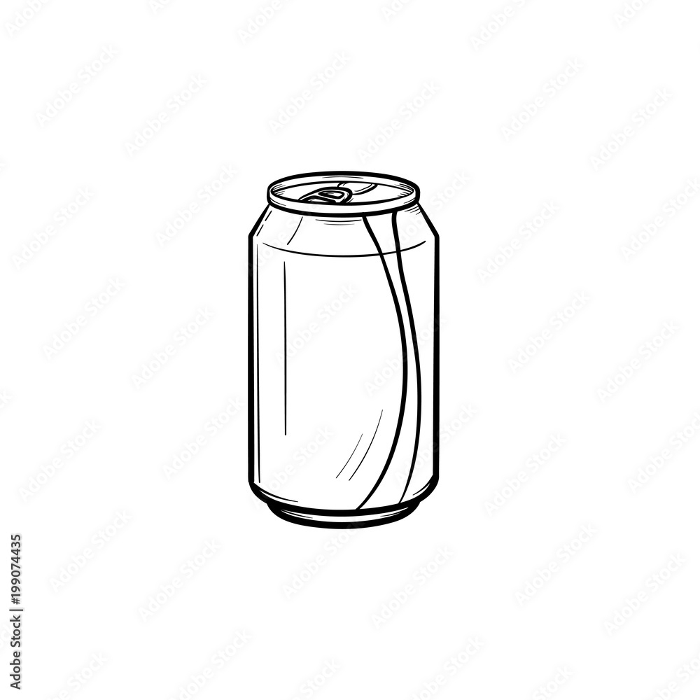 Soda pop can hand drawn outline doodle icon. Metal can of soda pop with ...