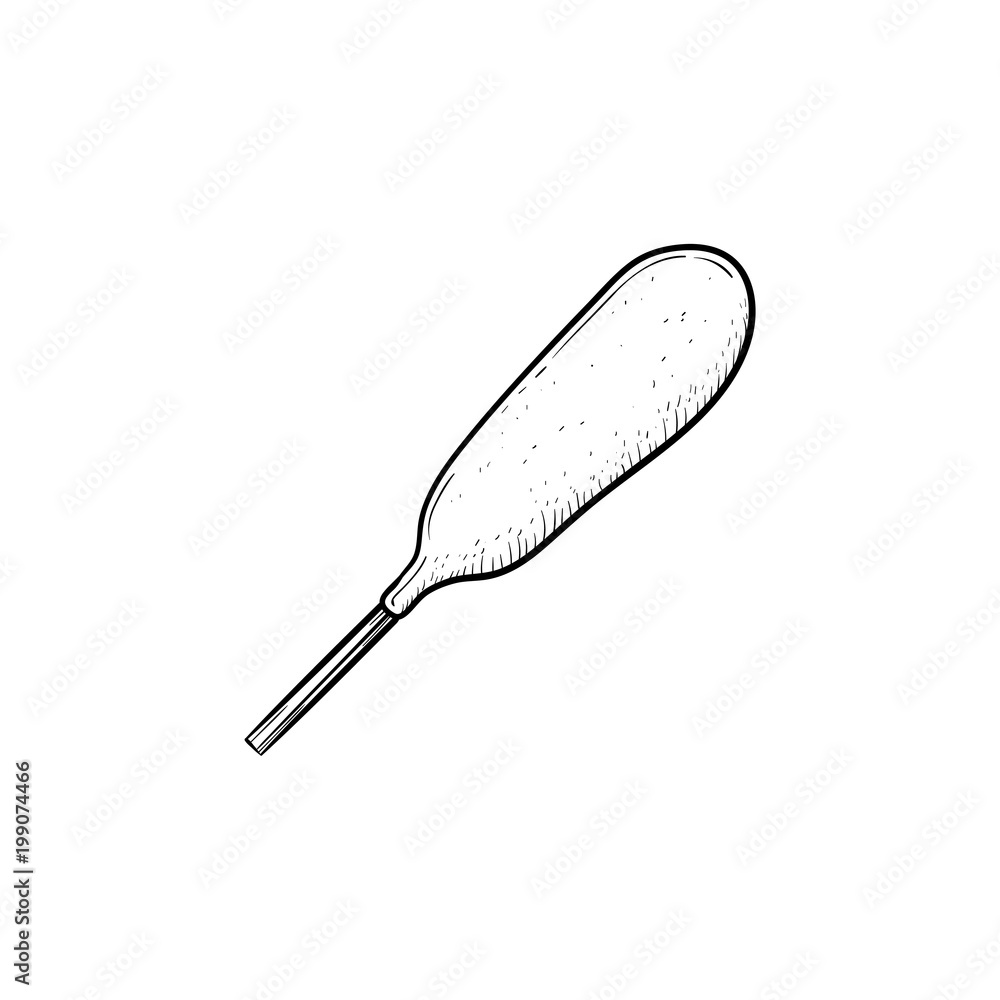 Corn dog with mustard hand drawn outline doodle icon Corn dog with mustard hand drawn outline doodle icon