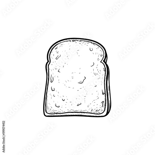 Whole wheat toast bread hand drawn outline doodle icon. Slice of bread for sandwich vector sketch illustration for print, web, mobile and infographics isolated on white background.