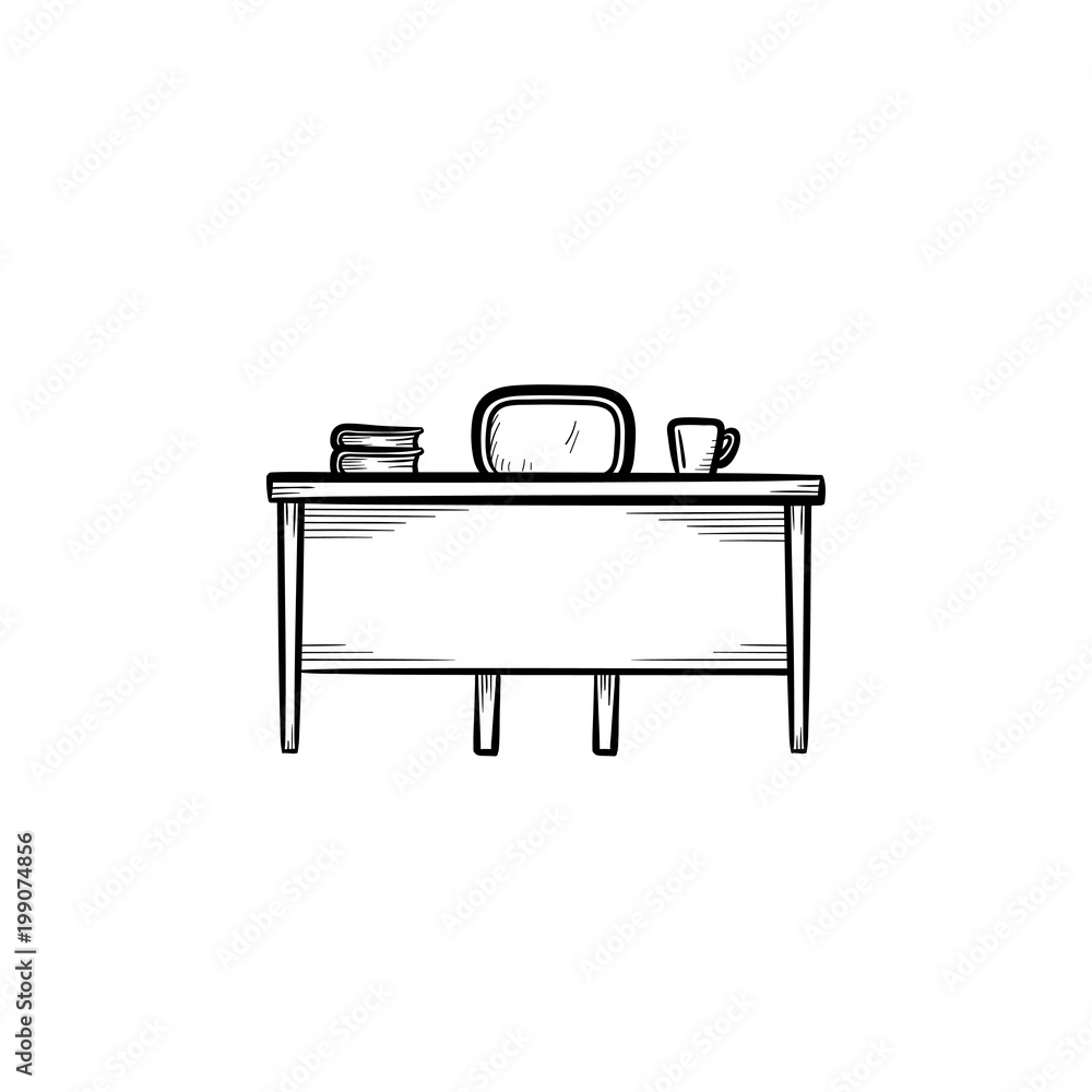Sketch the Room. Office Chair, Desk, Various Objects on the Table Stock  Illustration - Illustration of design, graphic: 133285378
