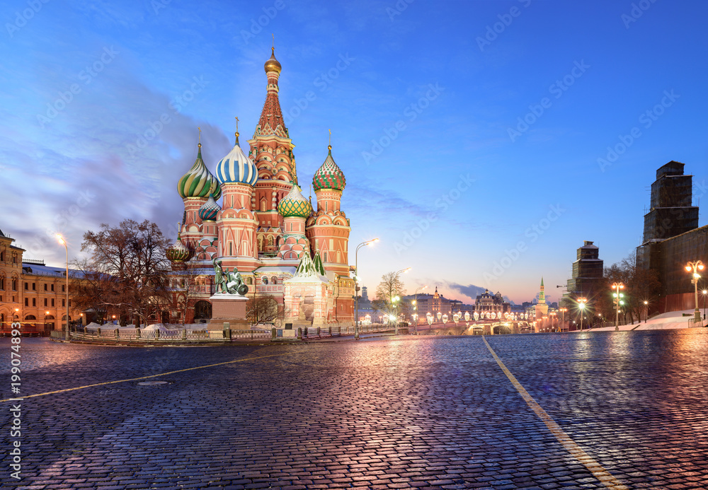 St. Basil's Cathedral on Red Square in Moscow at dawn. St. Basil's Cathedral on Red Square in Moscow at dawn.
