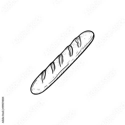 French baguette hand drawn outline doodle icon