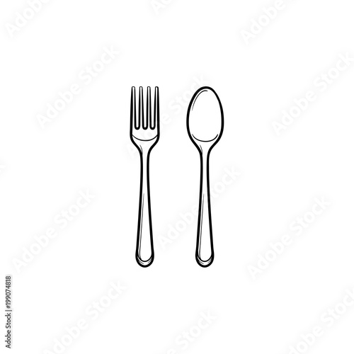 Fork and spoon hand drawn outline doodle icon. Cutlery - fork and spoon vector sketch illustration for print, web, mobile and infographics isolated on white background.
