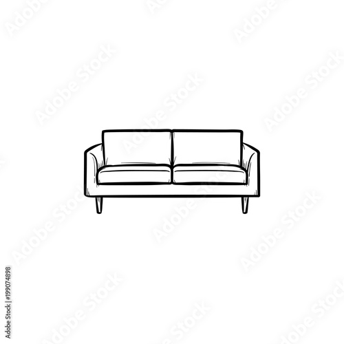 Sofa hand drawn outline doodle icon. Modern furniture - sofa vector sketch illustration for print, web, mobile and infographics isolated on white background.