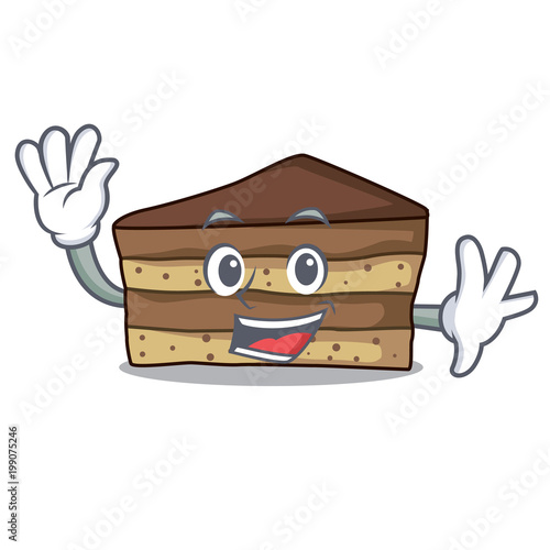 waving tiramisu character cartoon style