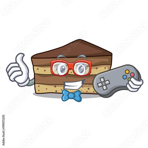 gamer tiramisu mascot cartoon style