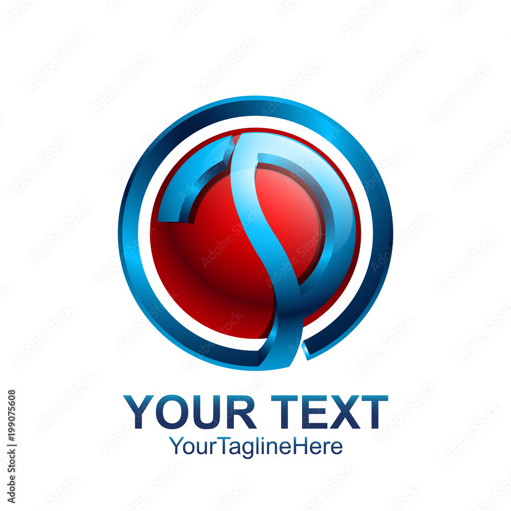 Initial letter P logo template colored red blue circle sphere design for business and company identity Initial letter P logo template colored red blue circle sphere design for business and company identity
