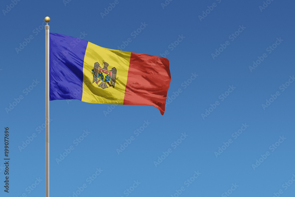 Flag of in front of a clear blue sky Flag of in front of a clear blue sky