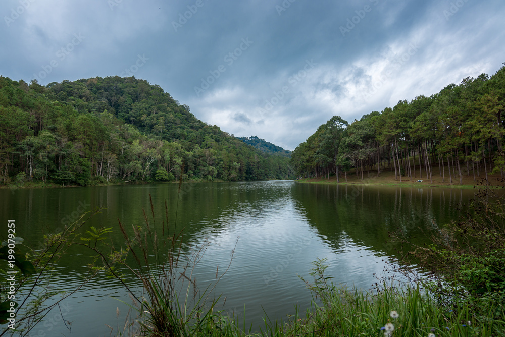 River dam for camping in the forest in the national park, Traveling in Thailand