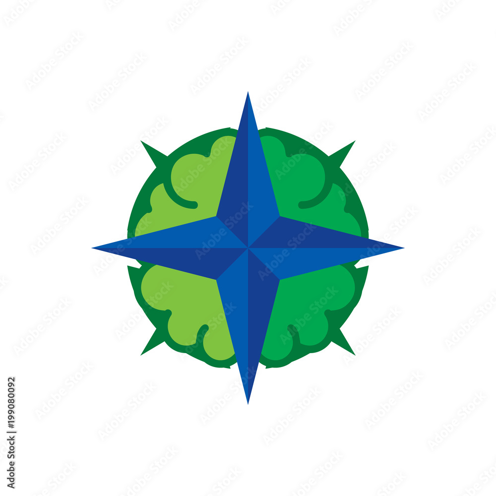 Obraz premium Brain Compass Logo Icon Design