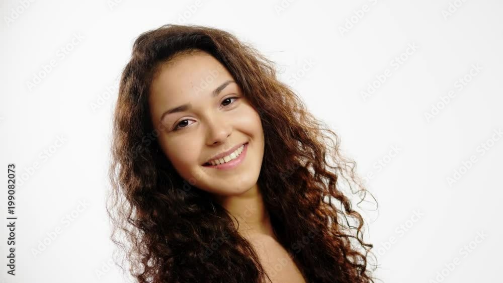 Brunette girl with long beautiful hair.