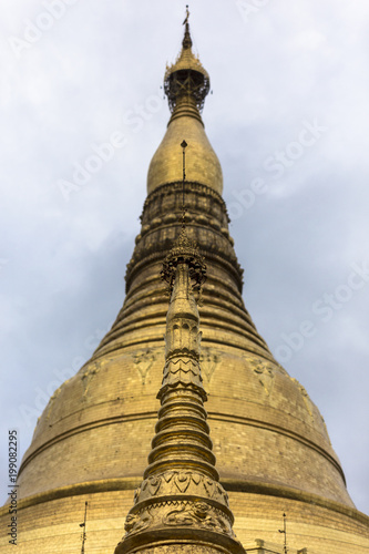 Golden stupa traditional temple architecture at shwedagon pagoda Yangon Myanmar south east asia