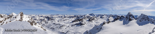 panorama view of winter mountain landscape in the Swiss Alps near Klosters © makasana photo