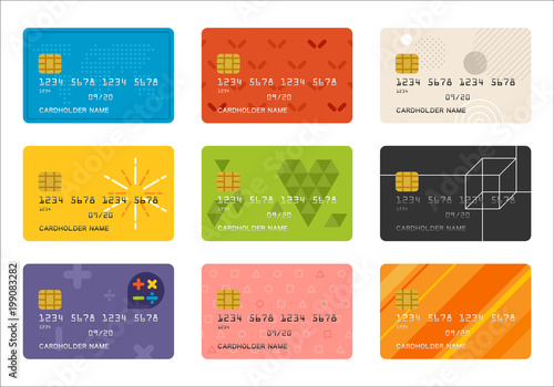 credit card pattern vector flat design illustration set 