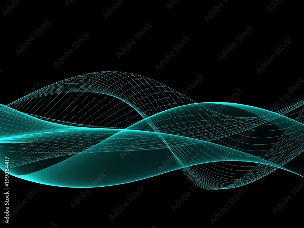  Abstract Green Background, Futuristic Wavy 