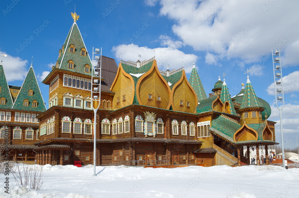 Palace of Tsar Alexei Mikhailovich in Kolomenskoye Park on a Sunny winter day, Moscow, Russia