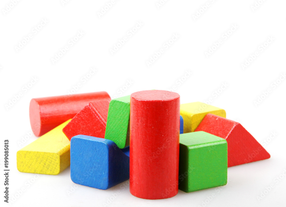 Wooden building blocks isolated on white background Wooden building blocks isolated on white background