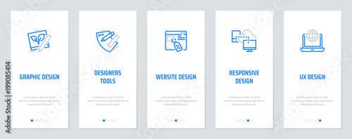 Graphic, Website, Responsive, UX design, Designers tools, Vertical Cards with strong metaphors.