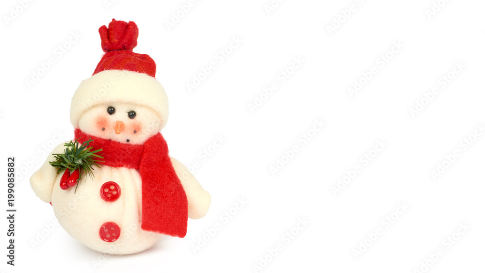 snowman Cristmas decoration isolated on white background. New Year object. copy space, template