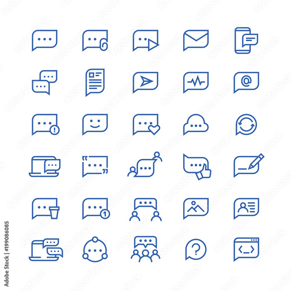 Conversation message shapes, dialogue speech bubble icons. Chatting phone vector line symbols Conversation message shapes, dialogue speech bubble icons. Chatting phone vector line symbols