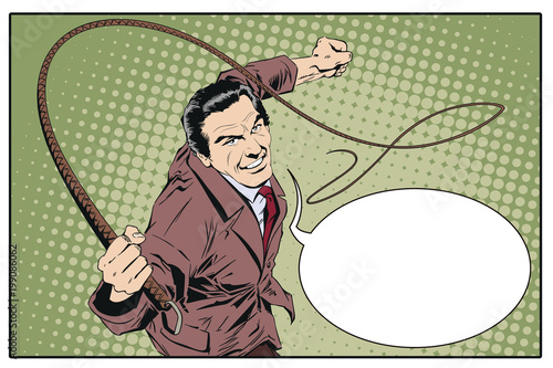 Man with whip. Stock illustration.