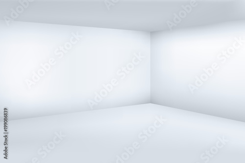 Empty white 3d modern room with space clean corner vector illustration