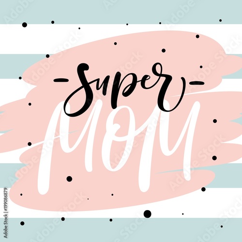 Photo Mother's Day greeting card with modern brush calligraphy