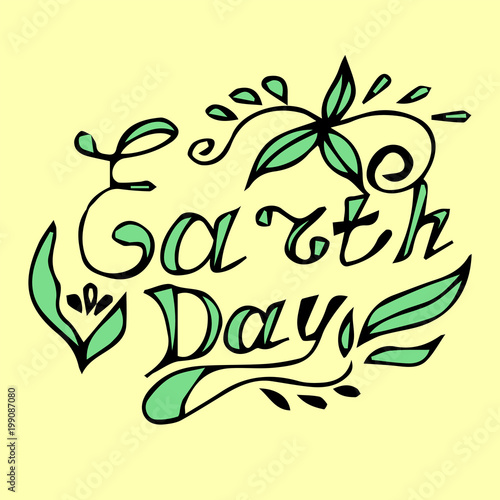 Sketch, Lettering Earth Day. Green