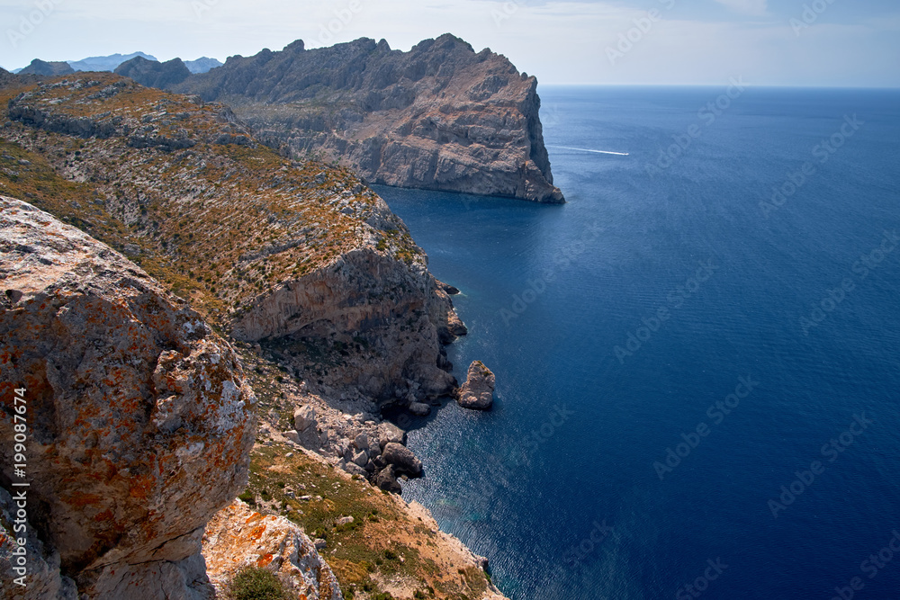 Beautiful romantic views of the sea and mountains. Cap de formentor - coast of Mallorca, Spain - Europe.