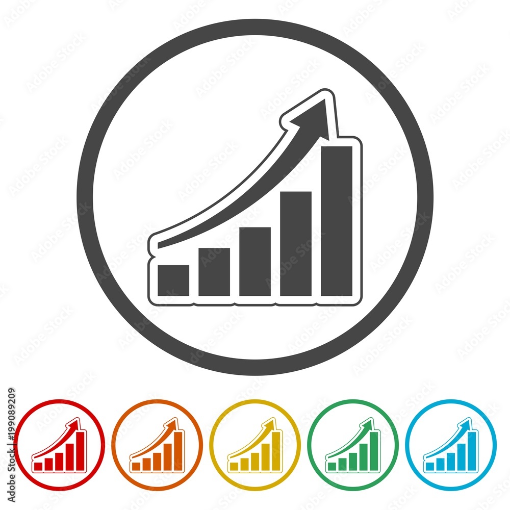 Growth chart vector icon, Graph icon, Graph sign, 6 Colors Included Growth chart vector icon, Graph icon, Graph sign, 6 Colors Included