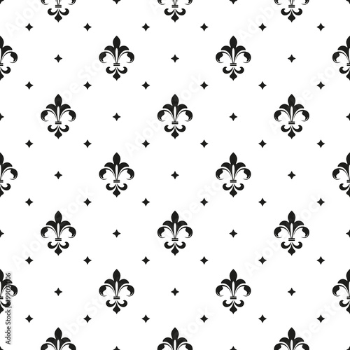 Wallpaper in the style of Baroque. A seamless vector background. White and black floral ornament. Graphic vector pattern