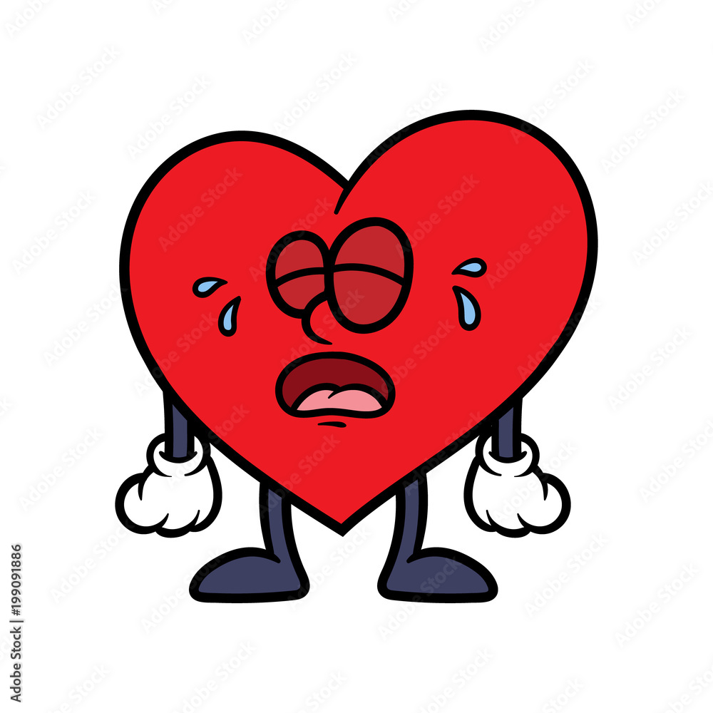 Cartoon Crying Heart Character Cartoon Crying Heart Character
