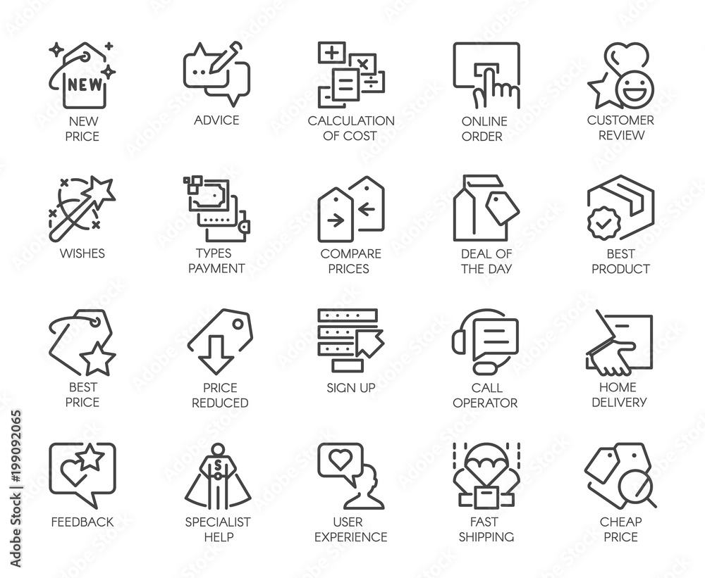 Set of 20 line icons isolated on sale theme.. Marketing, advertising, retail, commerce symbols. Graphic contour logo for offers, black friday and other design needs. Vector labels Set of 20 line icons isolated on sale theme.. Marketing, advertising, retail, commerce symbols. Graphic contour logo for offers, black friday and other design needs. Vector labels
