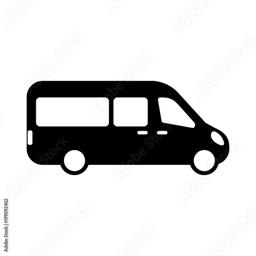 airport shuttle minivan, shuttle bus. flat design