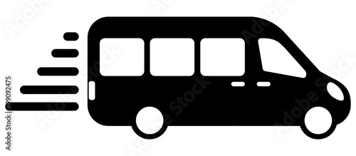 airport shuttle minivan, shuttle bus. flat design