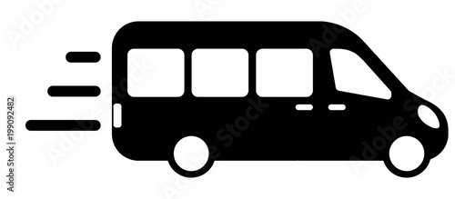 airport shuttle minivan, shuttle bus. flat design