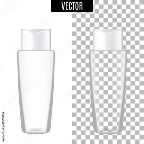 3d white realistic cosmetic package icon empty tubes on transparent background vector illustration. Realistic white plastic bottle for cream liquid soap with a pump.