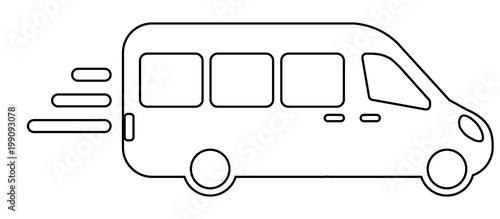 airport shuttle minivan, shuttle bus. flat design