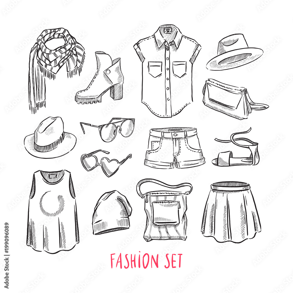 Naklejka premium set of female clothing