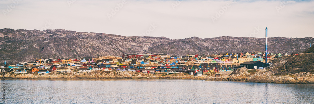 Greenland view of Ilulissat City and icefjord