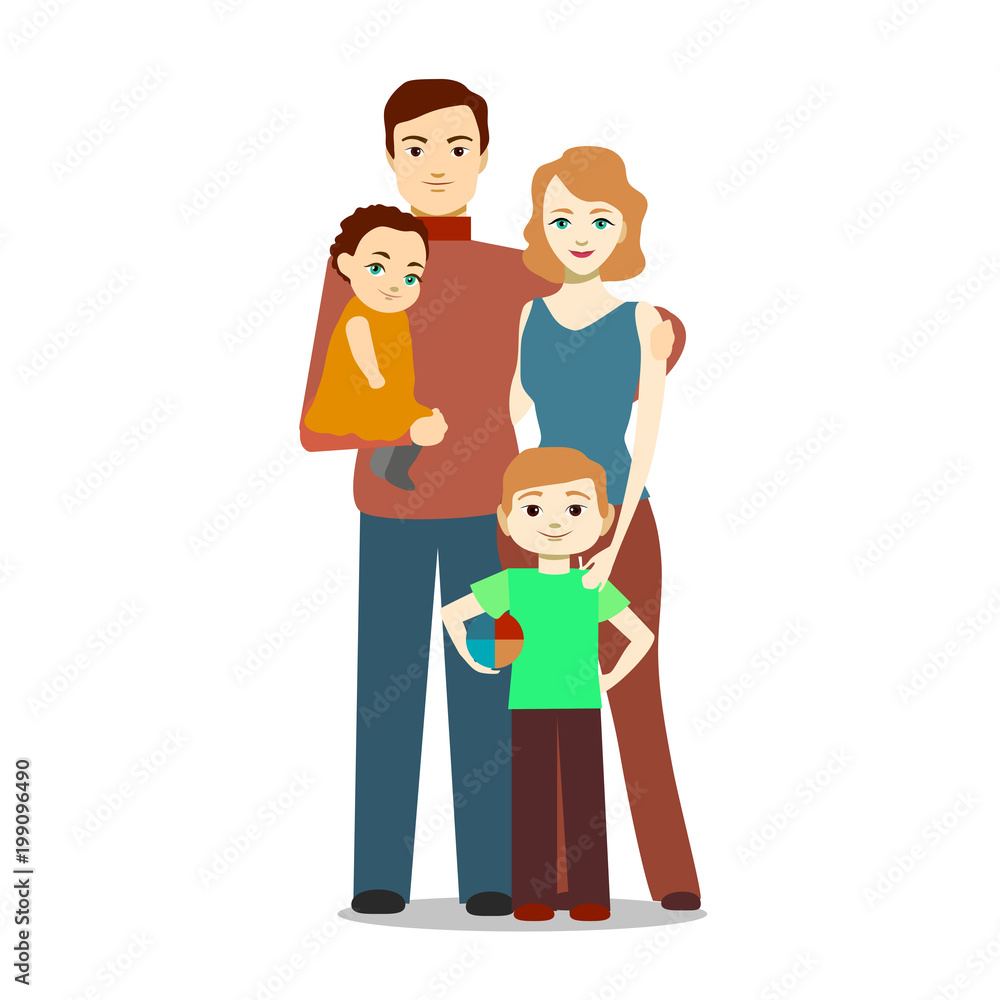 Cartoon Family Characters People. Vector